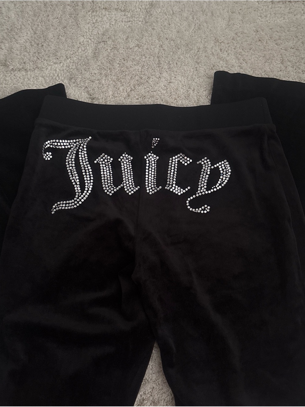 Juicy Couture Black Velour Joggers with Crystal 'Juicy' Back Logo